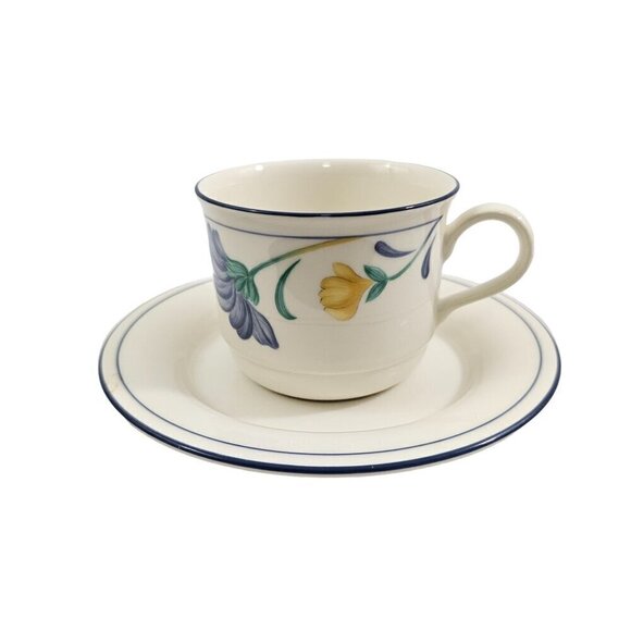 Lenox Chinastone Buttercups on Blue Service for 4 Cup  and Saucer Tea Coffee Set - Picture 6 of 16